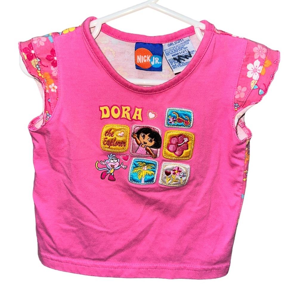 ⭐️3/$15 Nick Jr. Dora Shirt with Appliqués and All Over Beach Print (2T)